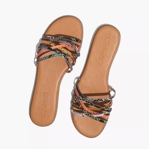 Madewell The Tracie Crisscross Sandal Slide Snake Emboss Size 11